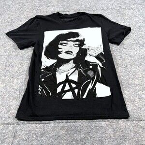 Zombie Makeout Club Womens T-Shirt Black White Bandage Girl Print Graphic Sz XS